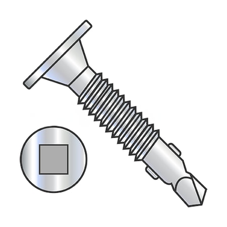 Usa Industrials Self-Drilling Screw, #12-24 x 1 in, Zinc Plated Steel Wafer Head Square Drive BULK-SCRW-10537